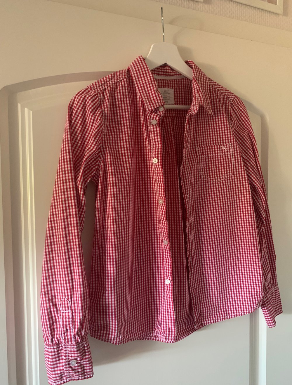 Rot-weiß karierte Bluse, Damen XXS