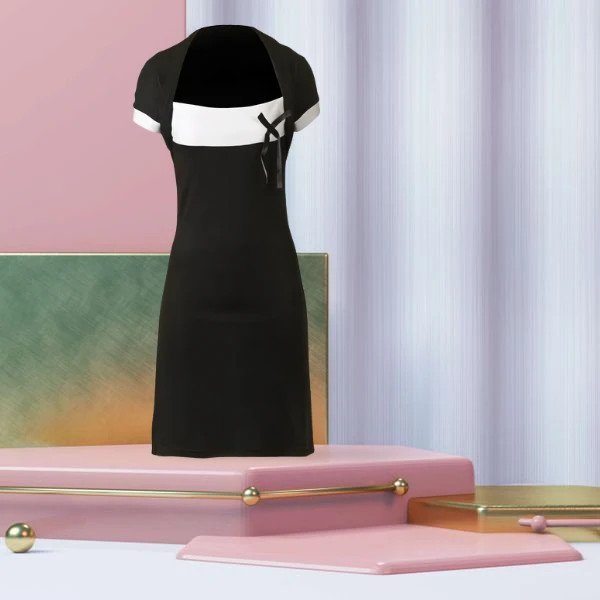 Fashion Kleid Schwarz - Weiß Größe 38/40