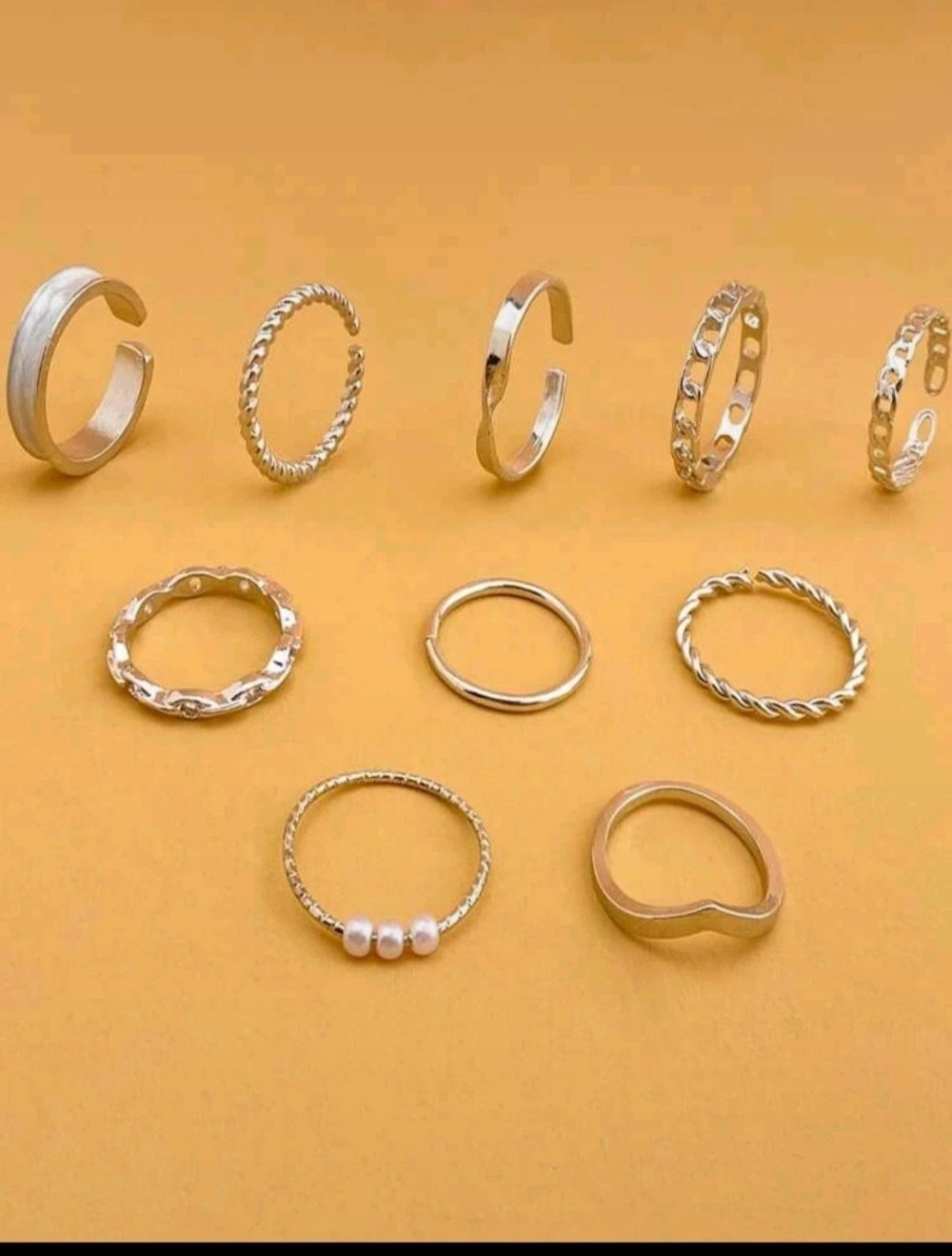 10er Set Ringe mit verschiedenen Designs