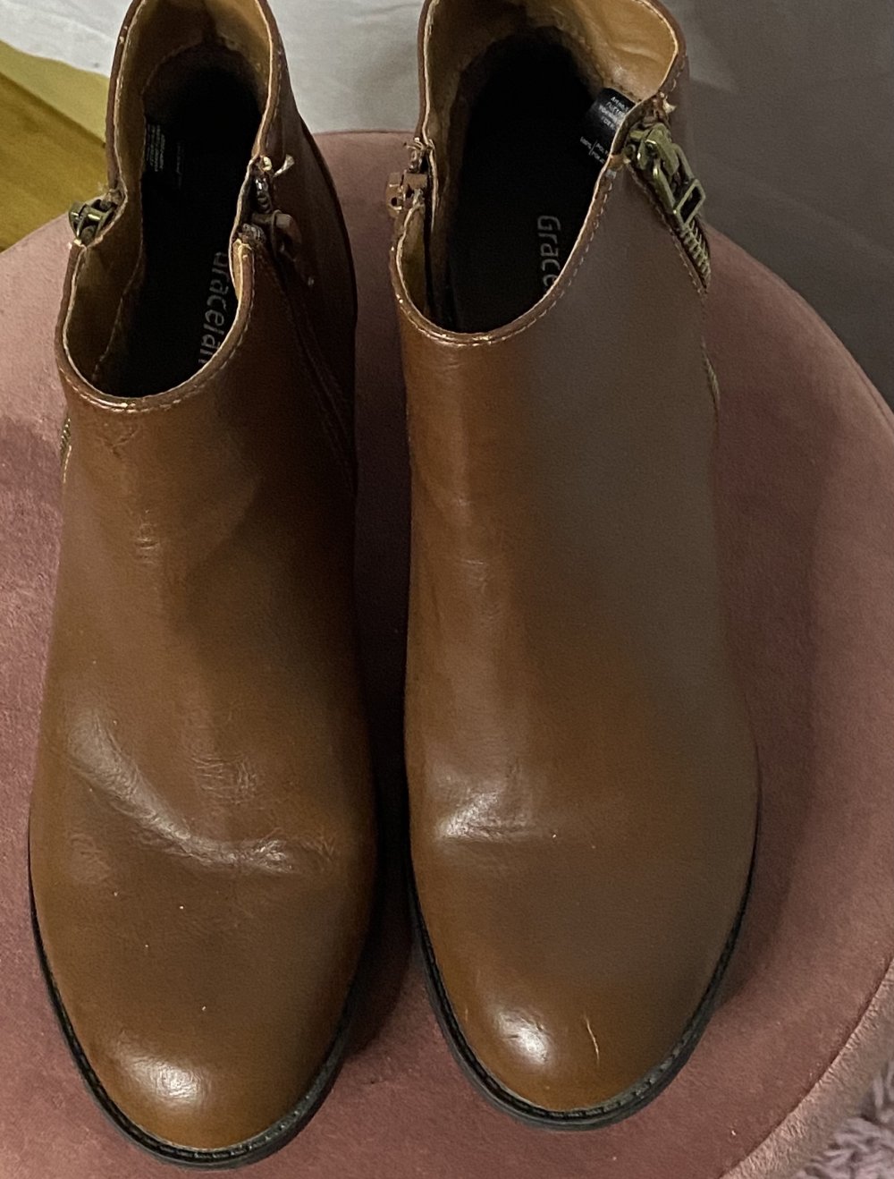 Braun Gefütterte Kunstleder Stiefelletten