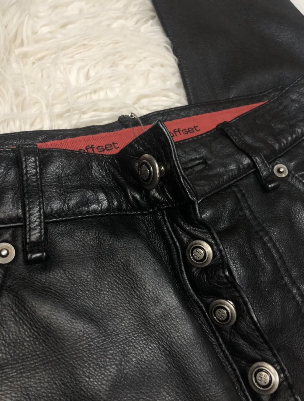 schwarze High Waist Biker Leder Hose