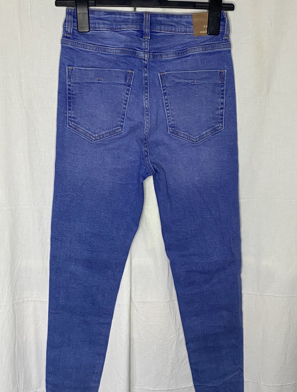 Blaue High Waist Röhren Jeans Hose