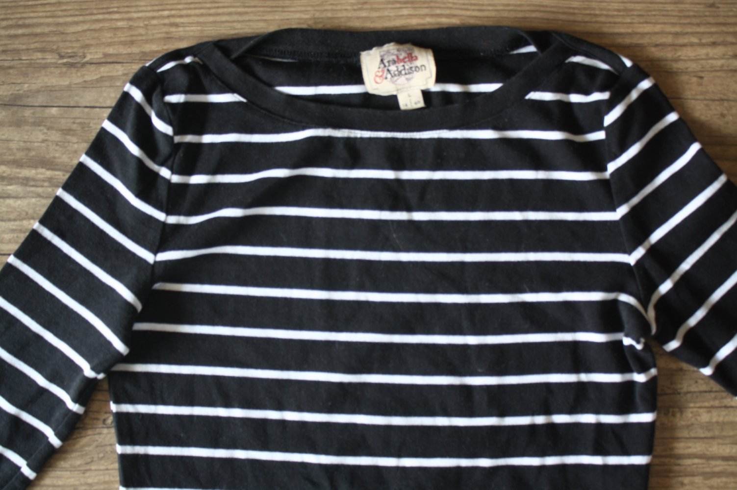 Arabella Addison 3/4 Langarmshirt Ringelshirt Shirt 38 40 geringelt unten rund abgerundet Jerseyshirt