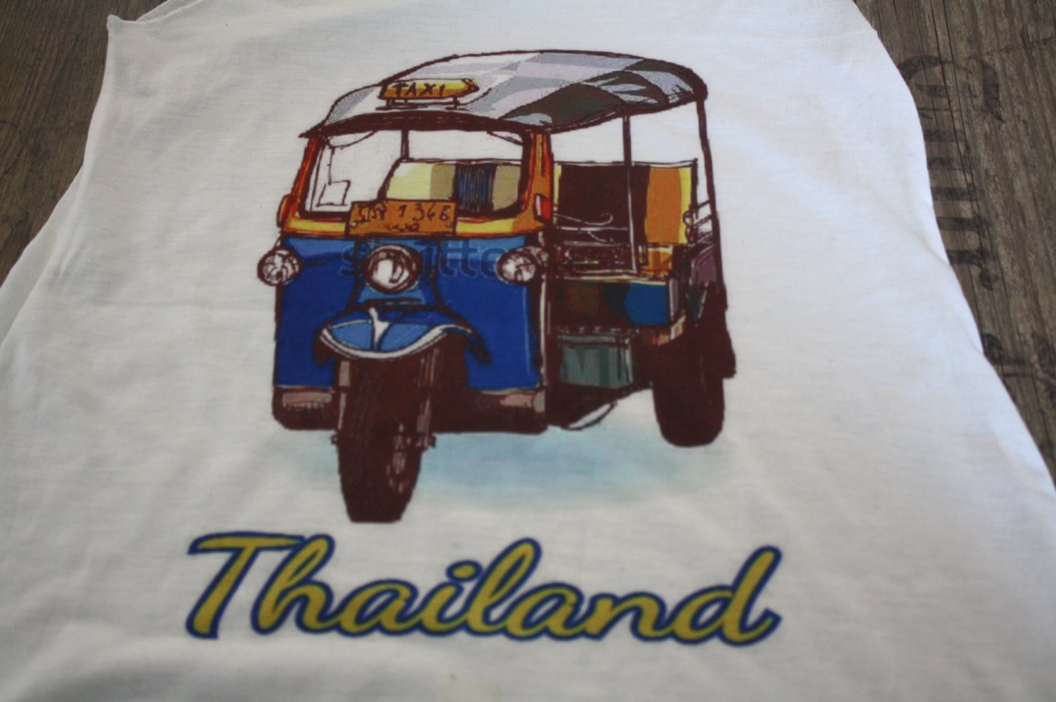 Vintage Catzilla Shirt Trägershirt Trägerhemd Asien Asiatisch Kultshirt Thailand Tuk Tuk S 36 38