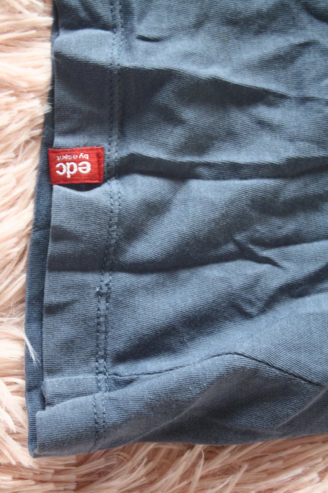 EDC Baumwoll Shirt T_Shirt dunkelblau Damen Shirt  38 40 Schnürung geschnürt 