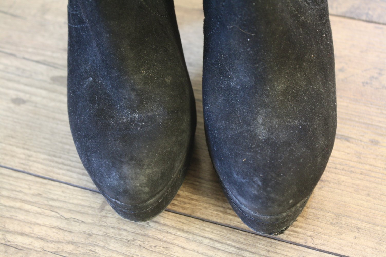 High Heel Stiefeletten schwarz Plateau Stiefel plateauheels schwarz Wildleder Optik 37