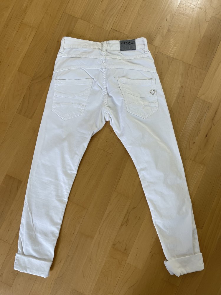 Weiße PLEASE Jeans aus Italien - Größe XS