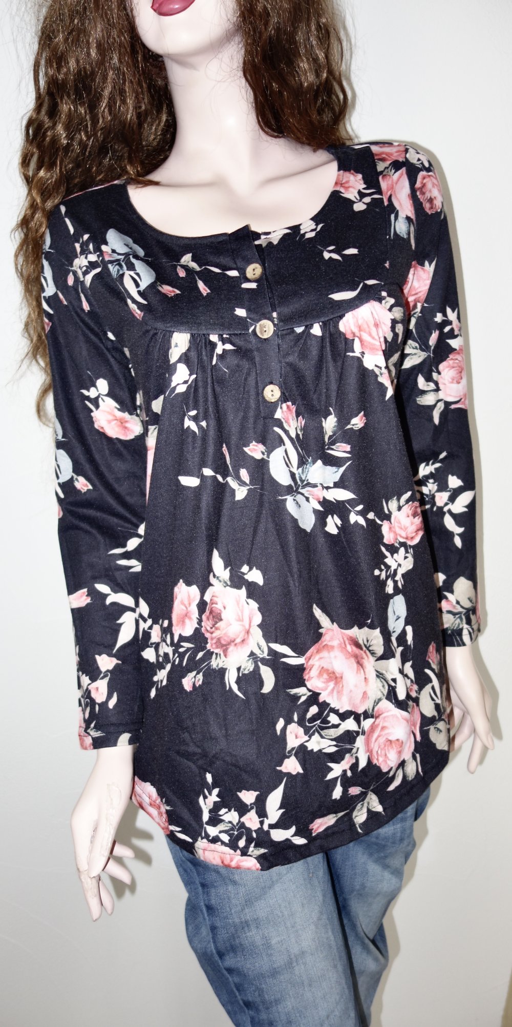 Rosen - Tunika / Shirt / Oberteil / Bluse, Gr. S/M