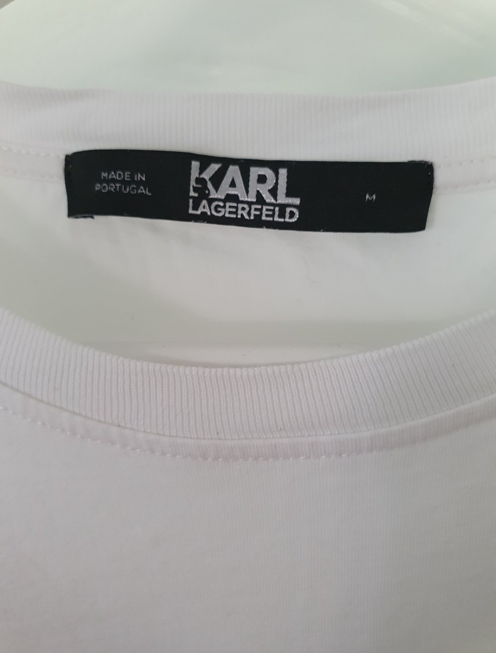 T-Shirt Karl Lagerfeld Gr. M mit silber Aufdruck - Shirt weiß