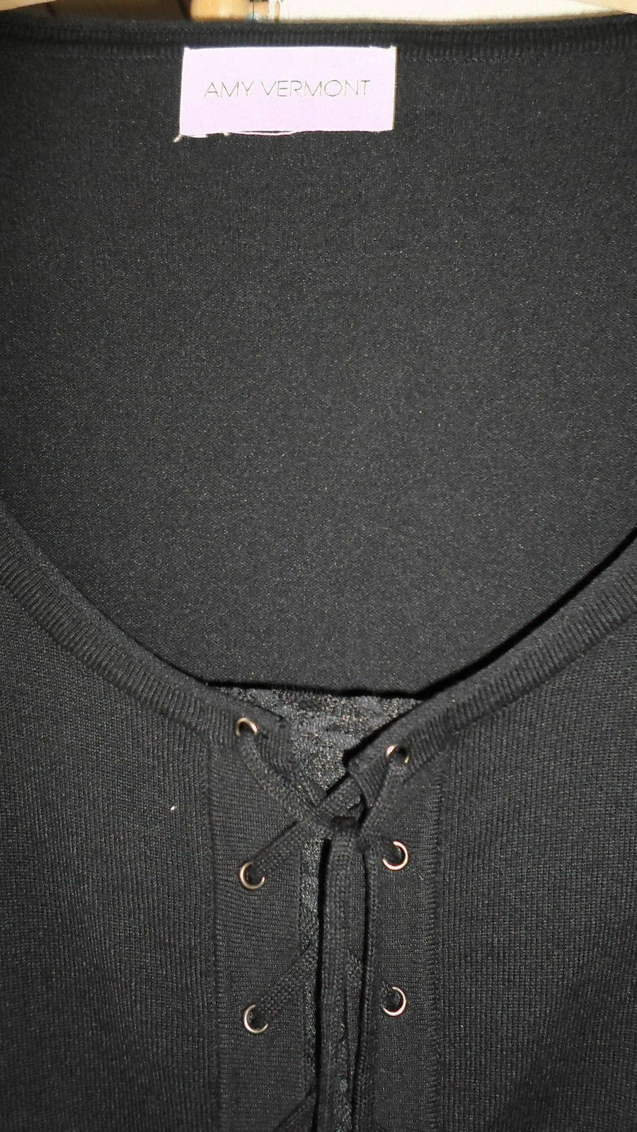 Damen Pullover Amy Vermont Schnürung Volants schwarz Gr. M L 40 42 44 NEU