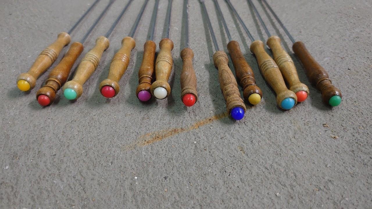 Fondue Gabeln Holz Vintage 12 Stück