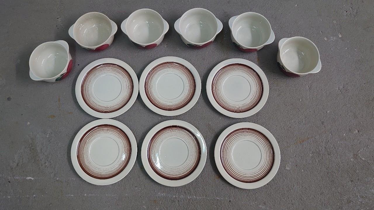 DDR Teller Schüsseln handbemalt Vintage 6 Teller und 6 Schüsseln