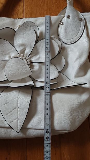 Handtasche  weiß Blume Vintage 35 cm Breit x 30 cm Hoch