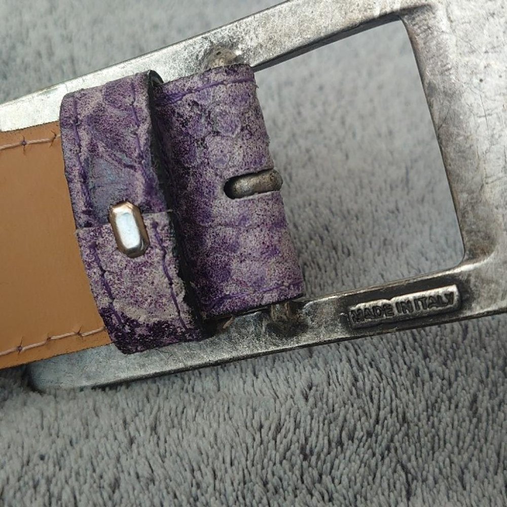 Gürtel lila Flieder silber 90er Jahre Vintage echt Leder Made in Italy