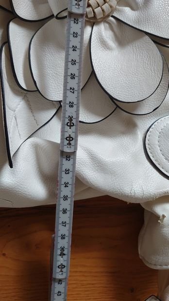 Handtasche  weiß Blume Vintage 35 cm Breit x 30 cm Hoch