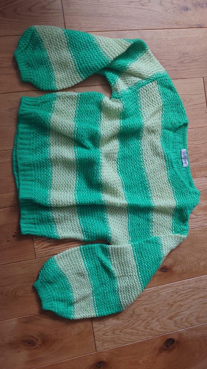 Pullover Louis & Mia grün Streifen Strickpullover Größe 40 Alpaka und Wolle