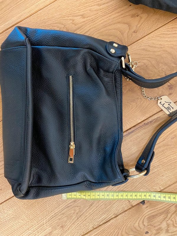 Tasche Handtasche Anna Morellini Neu Leder Schwarz Nieten