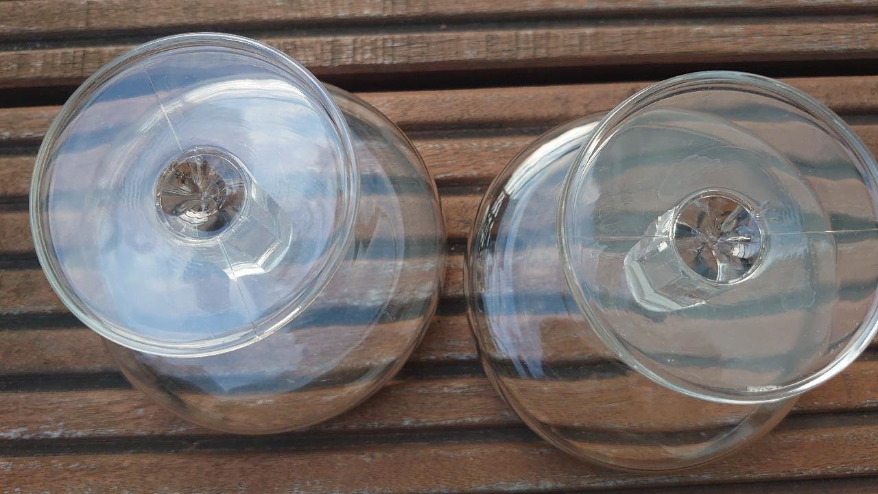 Glas Gläser Sektgläser Sektschale 2 Stück mit silbernen Rand Ingrid Gläser 70er / 80er Jahre original Vintage