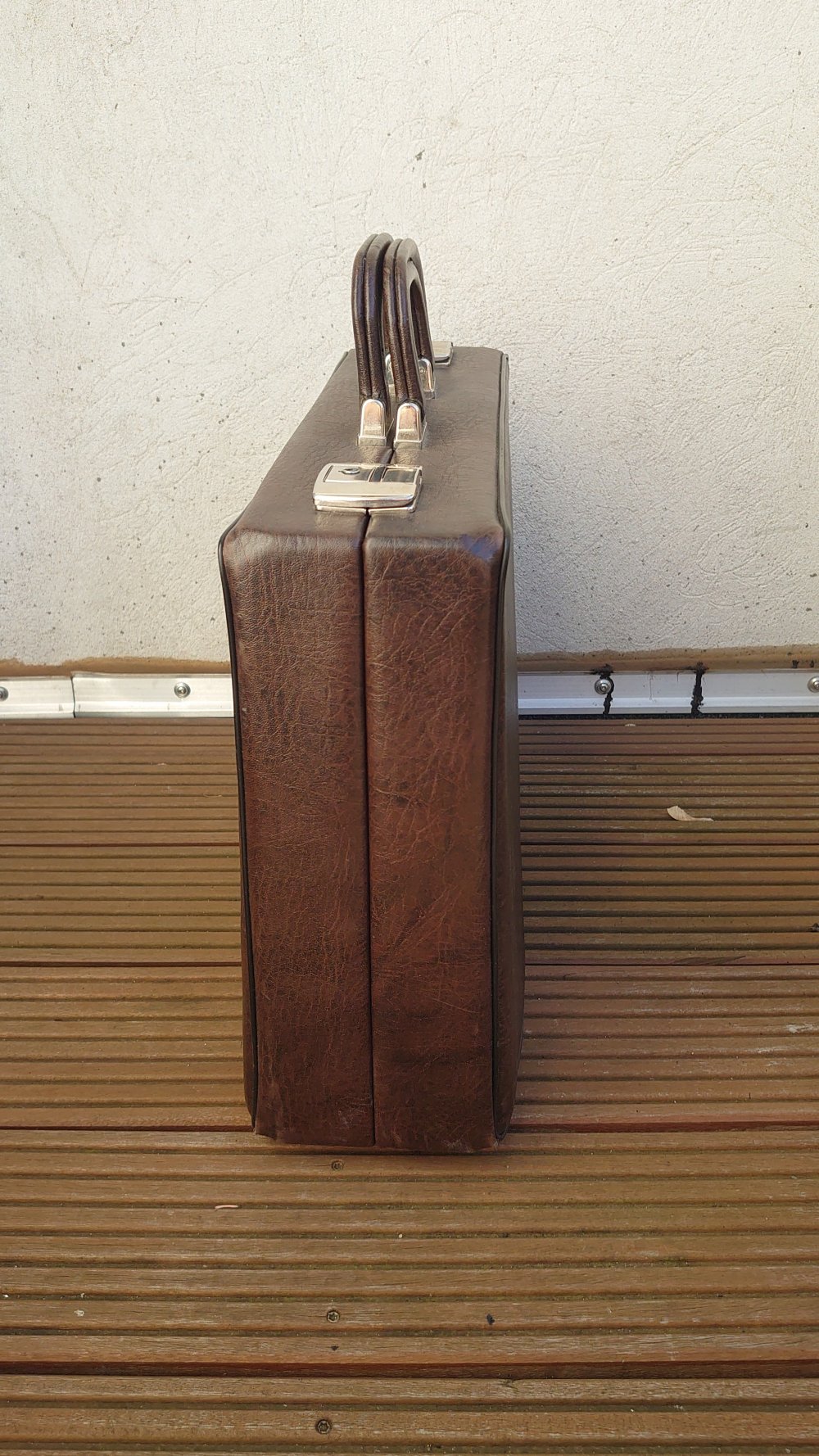 Koffer Aktenkoffer Vintage Retro Lederkoffer Leder braun leider keine Schlüssel vorhanden 44 cm Breit 39 cm Hoch 14 cm