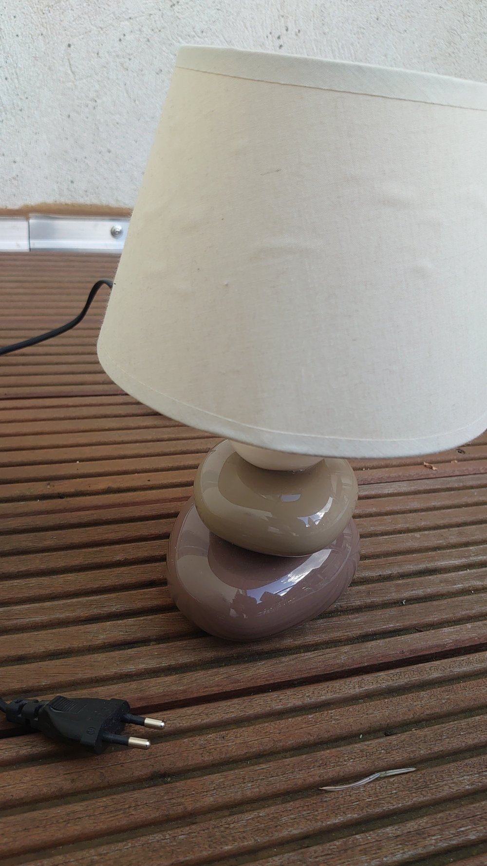 Lampe Tischleuchte braun beige Tischlampe Honsel Leuchten