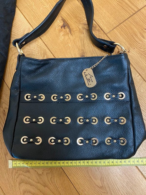 Tasche Handtasche Anna Morellini Neu Leder Schwarz Nieten
