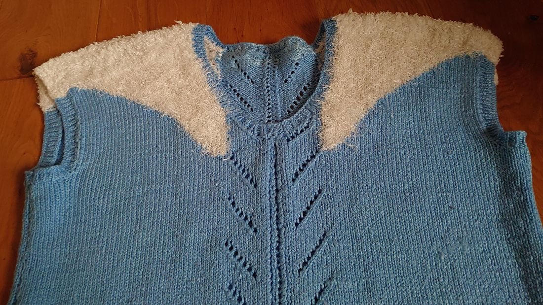 Pullunder Pullover ohne Arm blau weiß Vintage retro Größe 40 