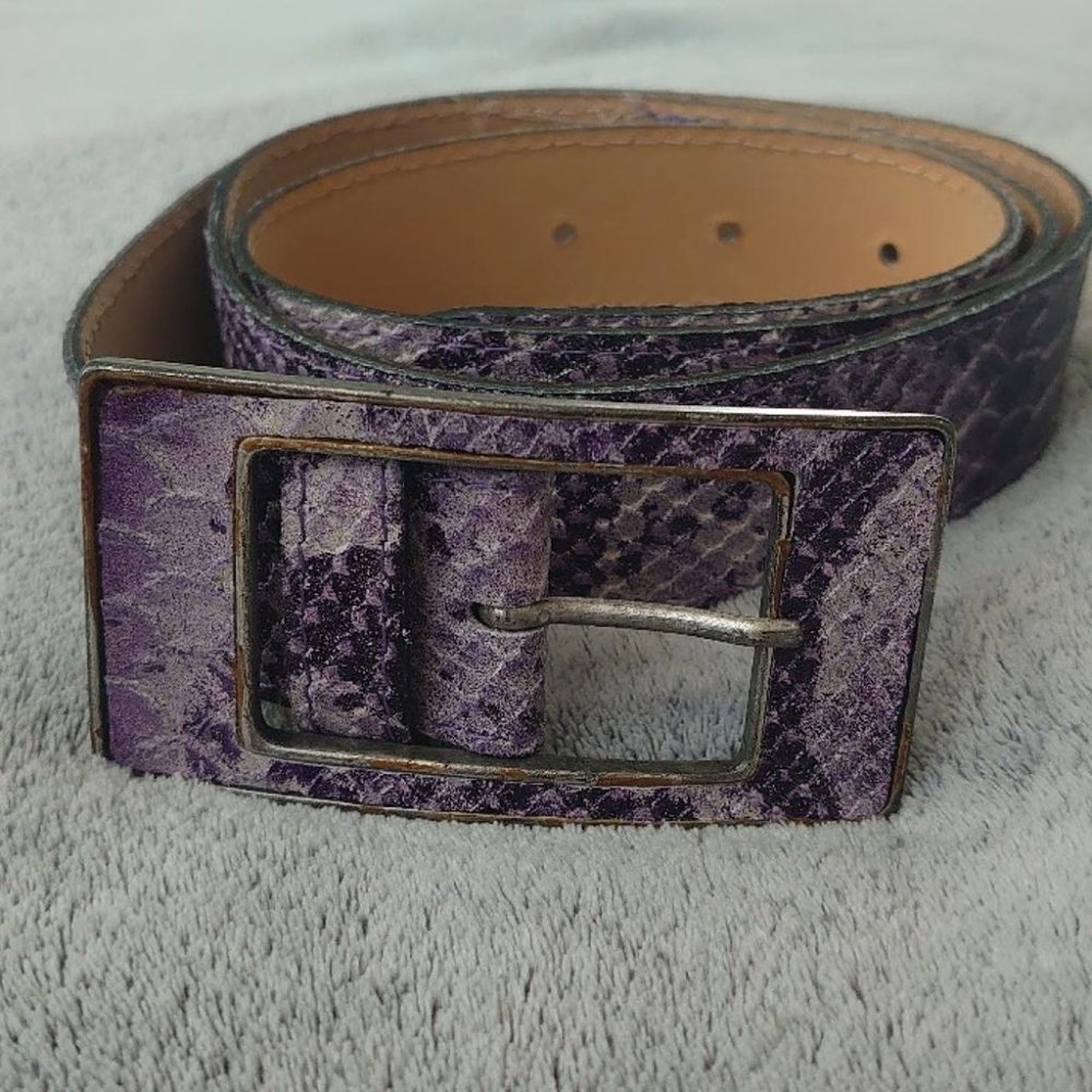 Gürtel lila Flieder silber 90er Jahre Vintage echt Leder Made in Italy