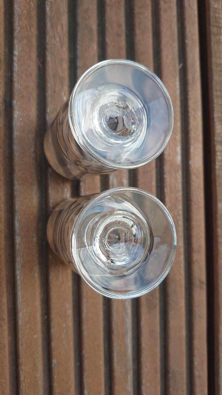 Glas Gläser Likörglas 2 Stück 70er / 80er Jahre original Vintage silberner Rand 