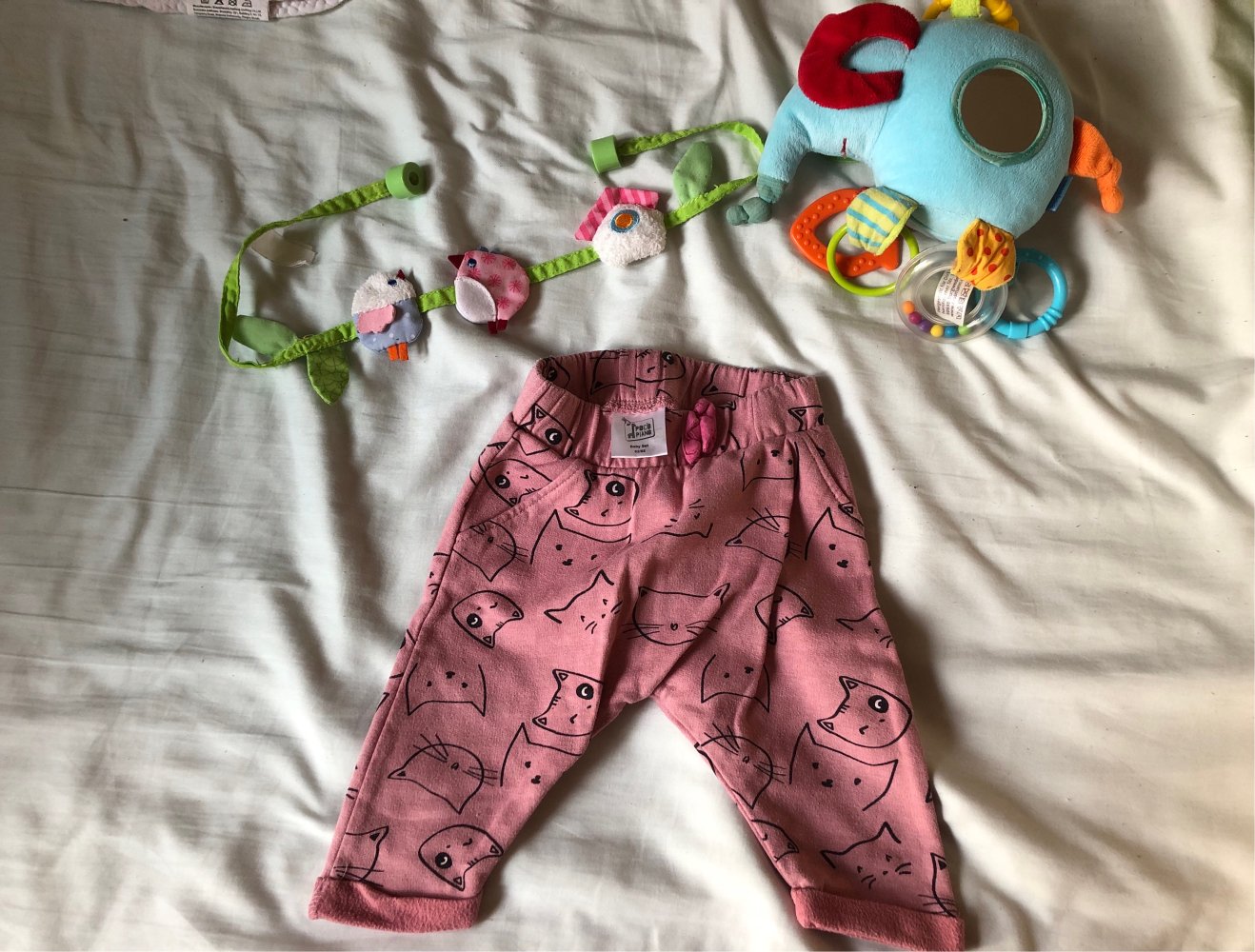 Pinke Hose mit Katzen