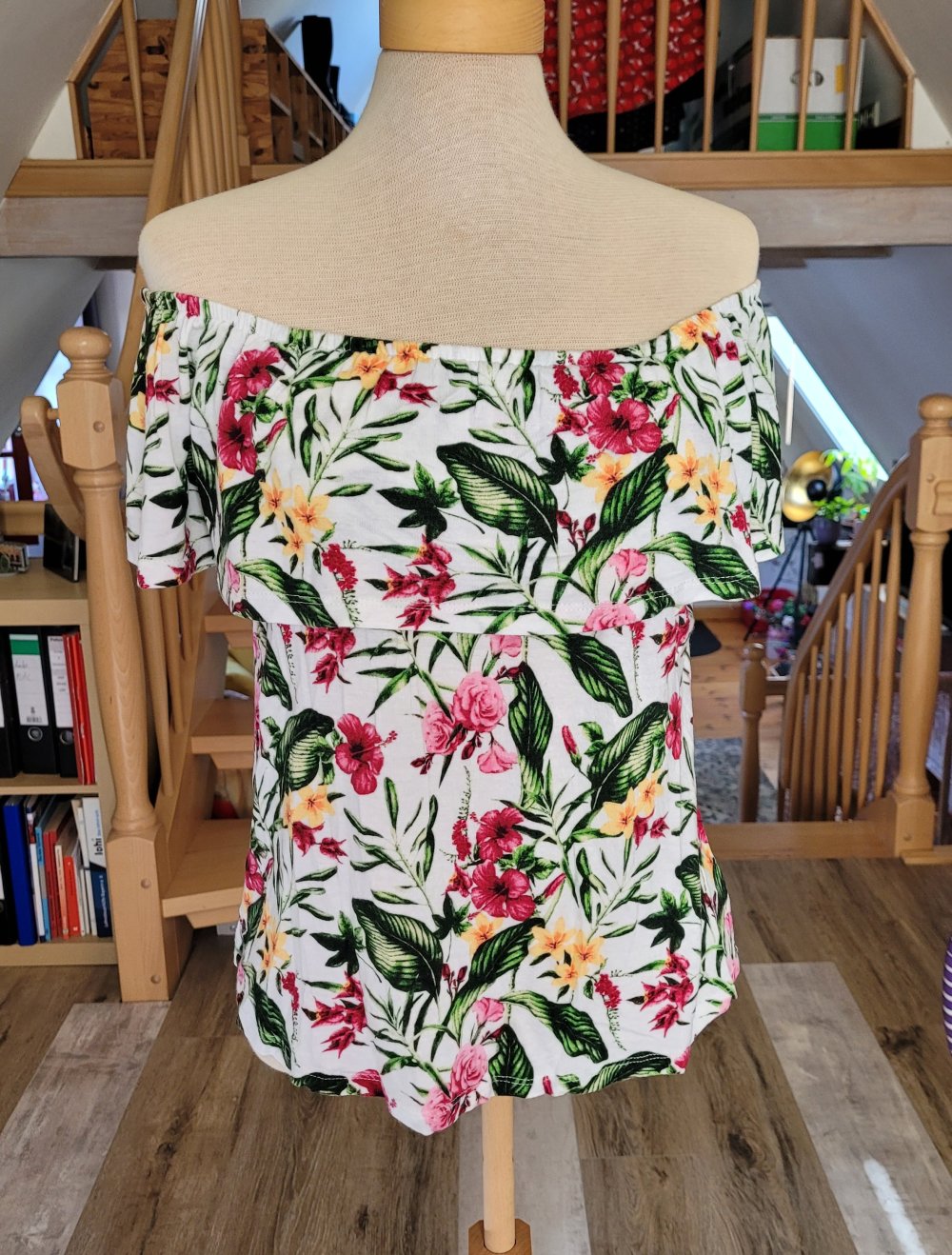 Could Shoulder Oberteil Blumen Floral Rüschen