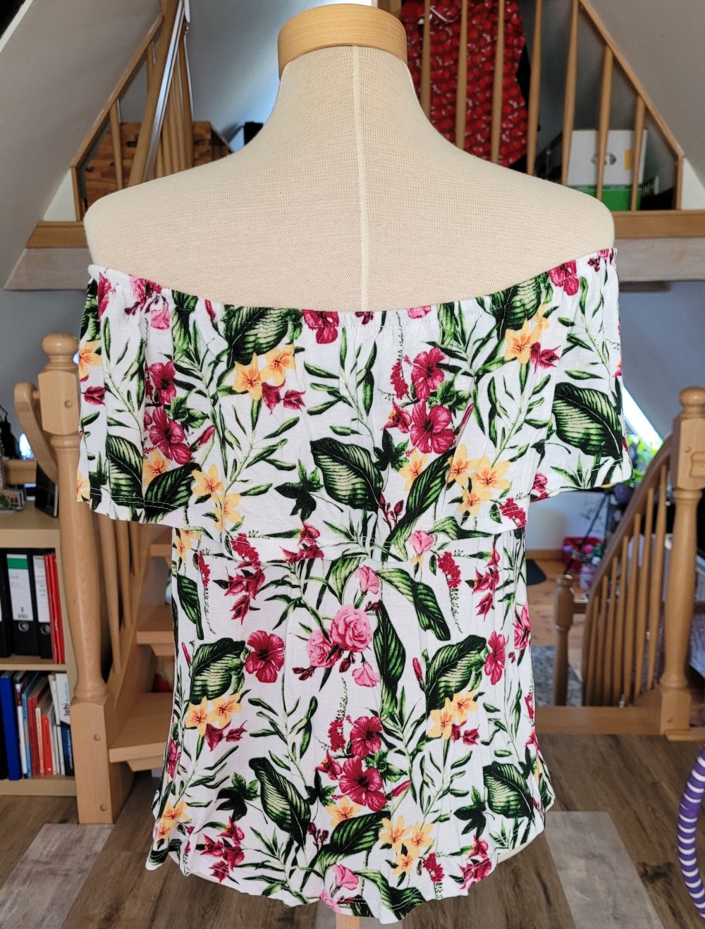 Could Shoulder Oberteil Blumen Floral Rüschen