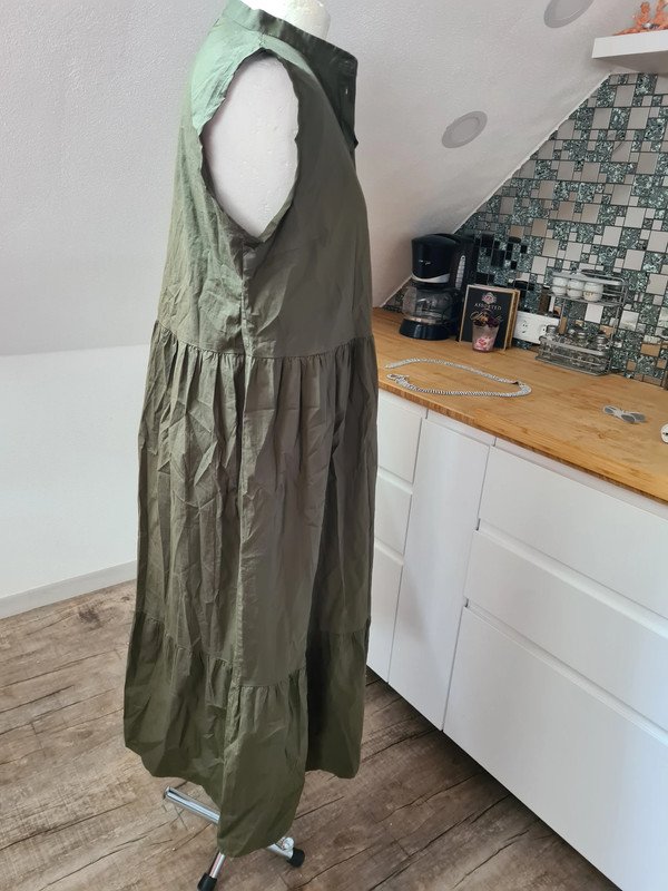 Pieces Kleid Baumwolle Gr. M khaki Sommerkleid Midikleid