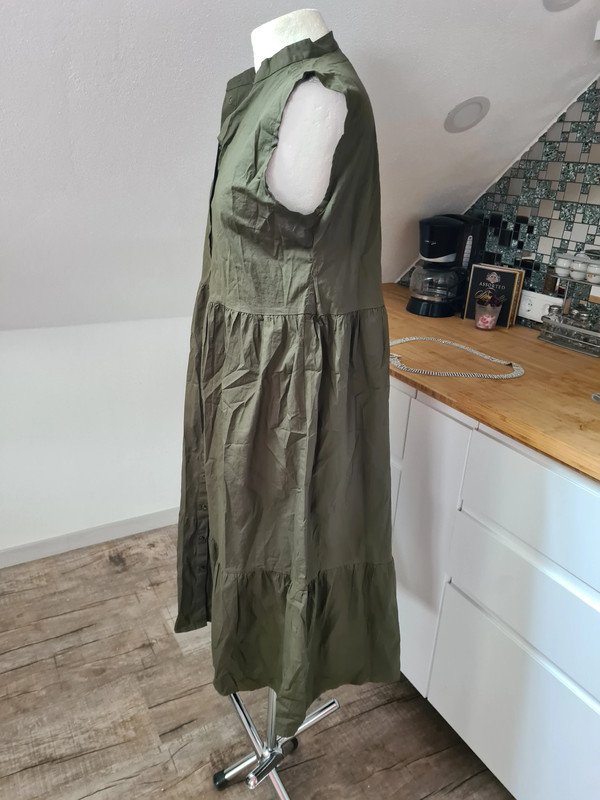 Pieces Kleid Baumwolle Gr. M khaki Sommerkleid Midikleid