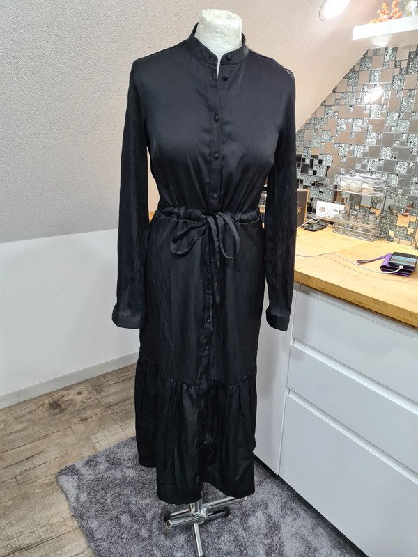 Blusenkleid Gr. XS Object schwarz Langarm Midikleid