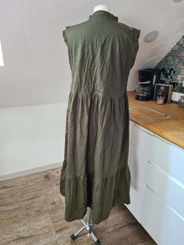 Pieces Kleid Baumwolle Gr. M khaki Sommerkleid Midikleid