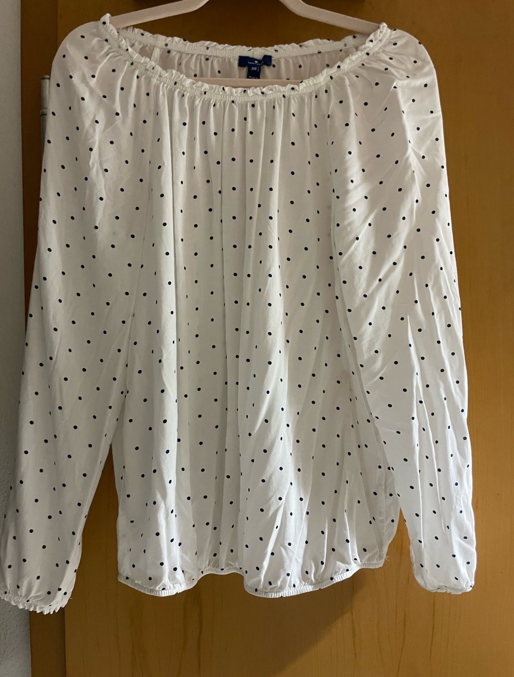 Tom Tailor Viskose Bluse Shirt weiß Punkte 38