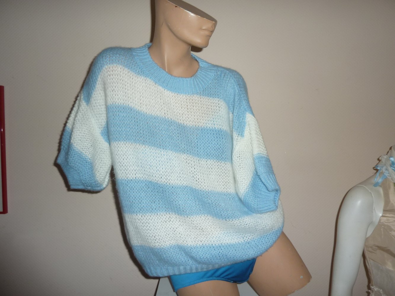 Pullover Pulli NEU 46 48 50 Pulunder Kurarm Streifen blau Strick KEINE Strickjacke