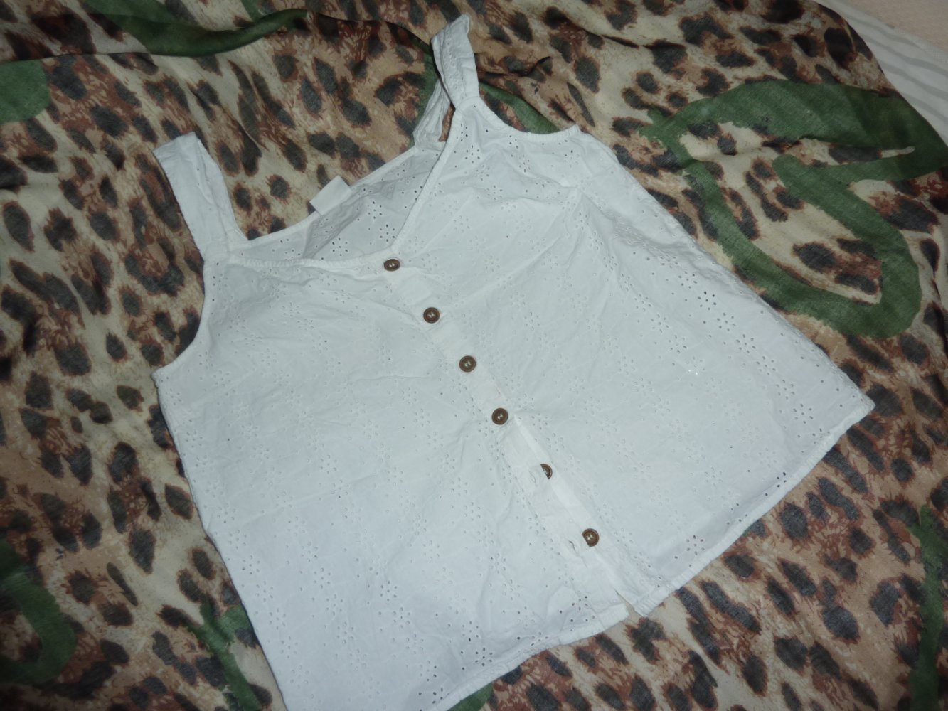 Sommertop VILA Top Bluse Tunika M 40 weiß Trägertop Baumwolle Brust 50 cm