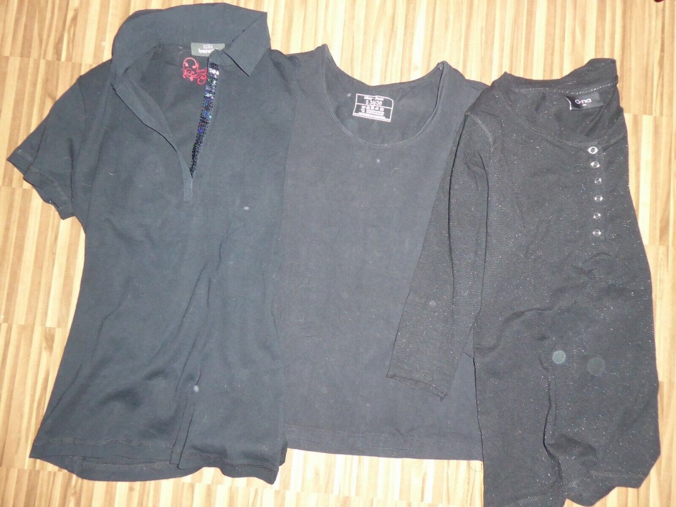 Damen NEU Polo Shirt 3 Teile Paket schwarz Gr. M 38 40 Pailetten schick