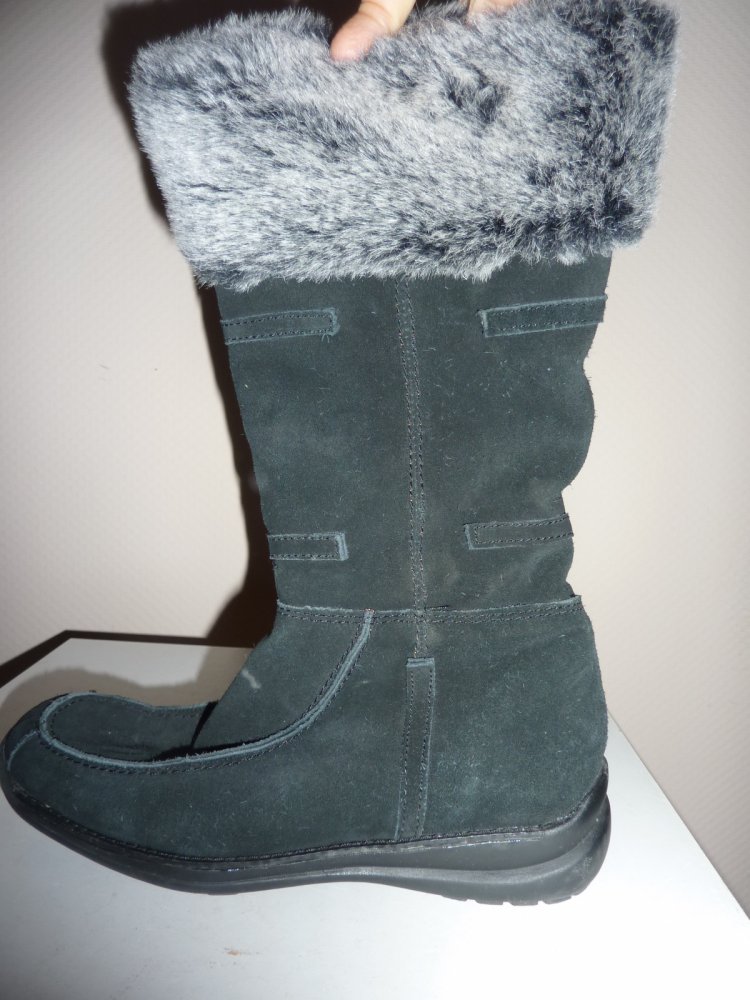 LEDER Stiefel Gr. 39 Sohle 26 cm schwarz Wildleder Winterstiefel CLIFFTON London Boots Stiefelette