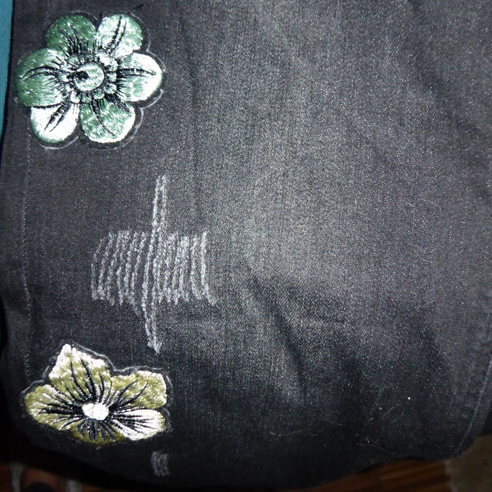 Damen Röhre Jeans NEU antharzit schwarz 40 M RAINBOW Blüten Stickerei Destoyed