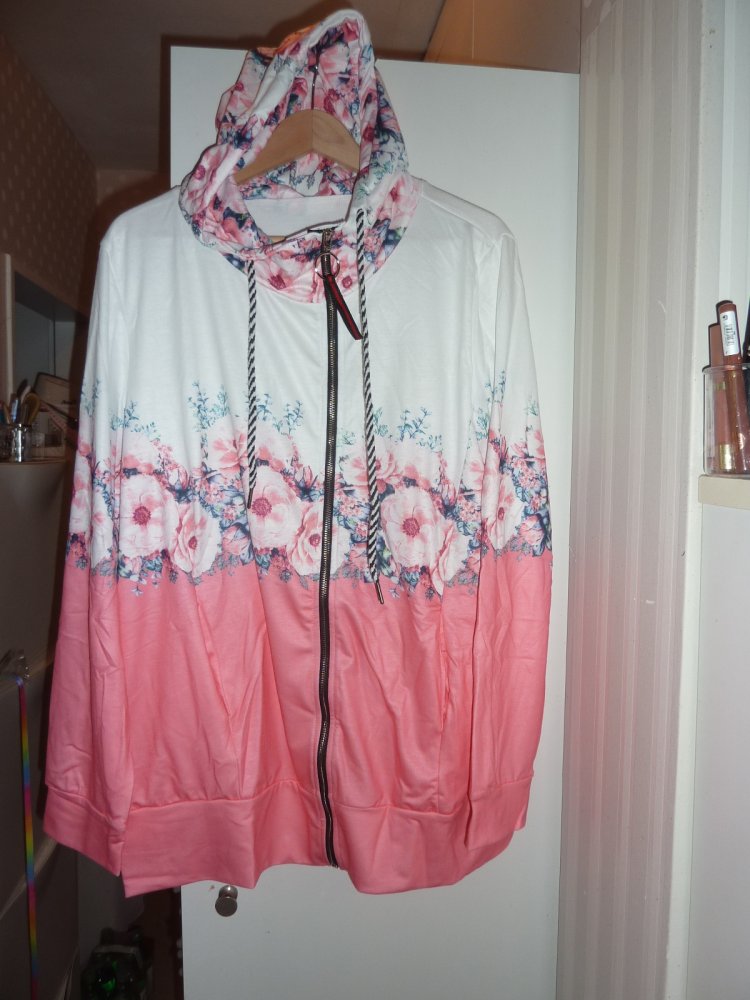 Damen Sweatjacke mit Kapuze XXL 48 50 52 54 NEU Jacke Kapuzenjacke Übergröße