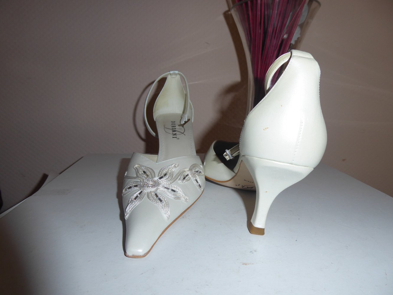 Damen Schuhe Brautschuhe echt LEDER Gr. 40,5 creme ivory Hochzeitsschuhe Pumps 