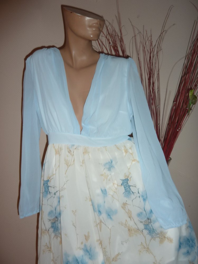 KLeid NEU XL 46 Maxikleid Sommerkleid Abendkleid langarm Chiffon