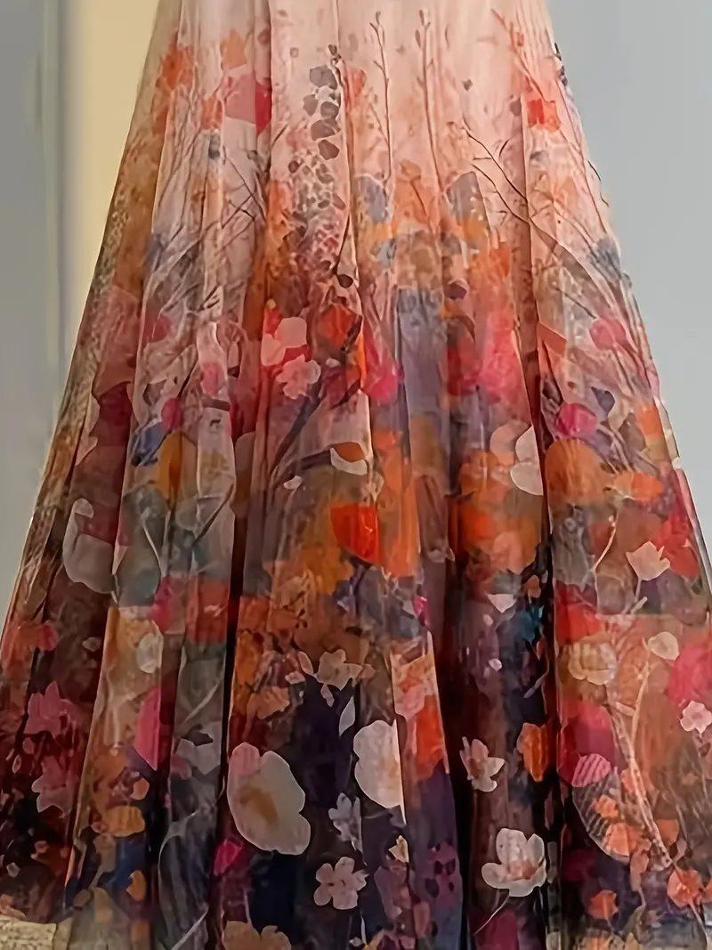 Rock 90 cm NEU Tüllrock Sommerrock XXL 46 48 50 52 54 apricot bunt Abendrock Maxirock