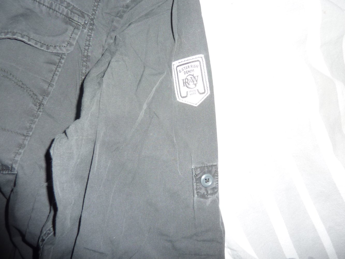 Herren Hemd G. Star RAW grau L schmal wie M 48 50 Brust 54 cm Baumwolle Langarm