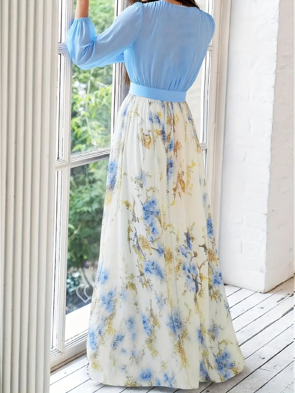 KLeid NEU XL 46 Maxikleid Sommerkleid Abendkleid langarm Chiffon