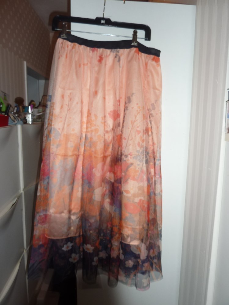 Rock 90 cm NEU Tüllrock Sommerrock XXL 46 48 50 52 54 apricot bunt Abendrock Maxirock