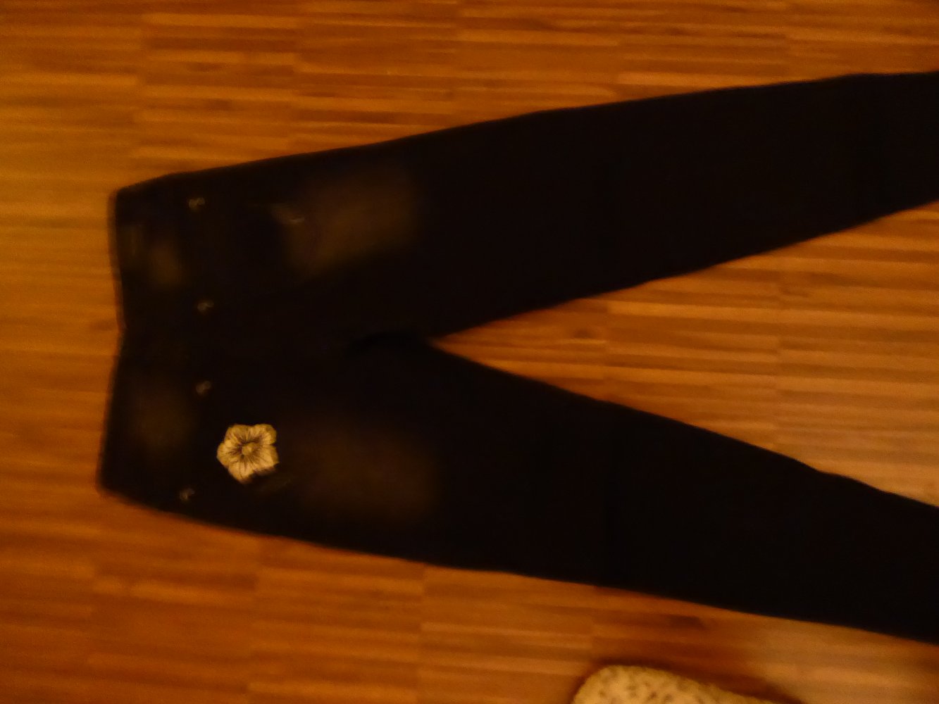 Damen Röhre Jeans NEU antharzit schwarz 40 M RAINBOW Blüten Stickerei Destoyed