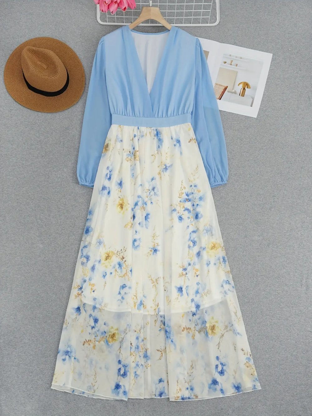 KLeid NEU XL 46 Maxikleid Sommerkleid Abendkleid langarm Chiffon